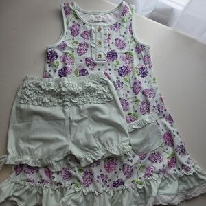 SweetHoney Floral Kids Pajama Set - Purple and Green